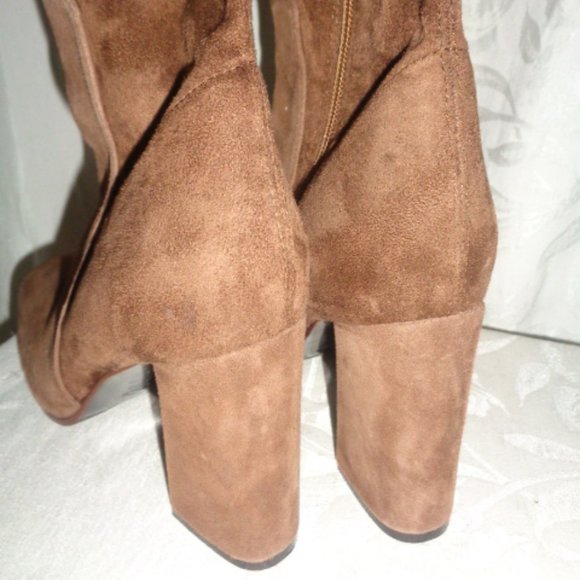 SPAZIO MODA Brown Faux Suede Over Knee Boots 39 9 - Picture 7 of 8